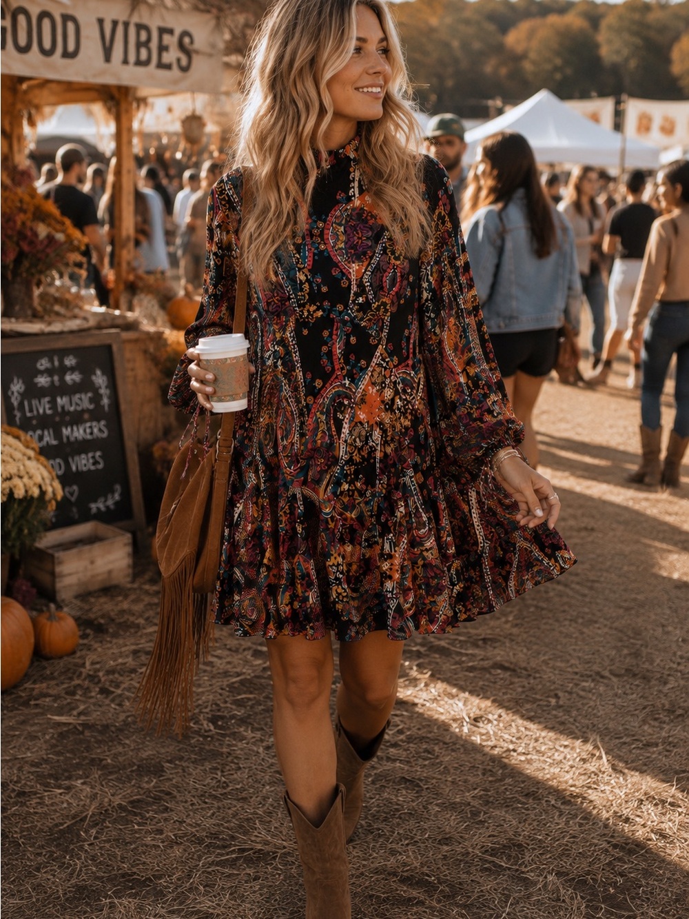NWT! FREE PEOPLE All Dolled Up Paisley Open Back Mini Dress, soft knit, M. - Picture 11 of 14